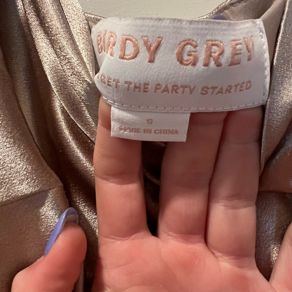 Birdy grey Lisa long bridesmaid dress in satin taupe - Picture 6 of 7